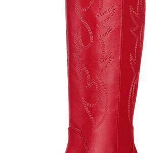 Brand New White Cowgirl Boots Women Cowboy Knee High Tall Boots Chunky Heel Poin